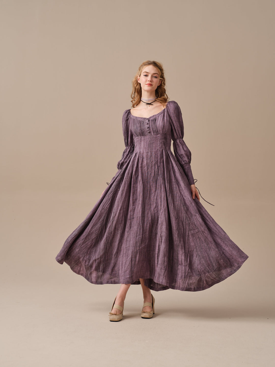 REGENCY REVERIE™ | LACE-UP LINEN DRESS