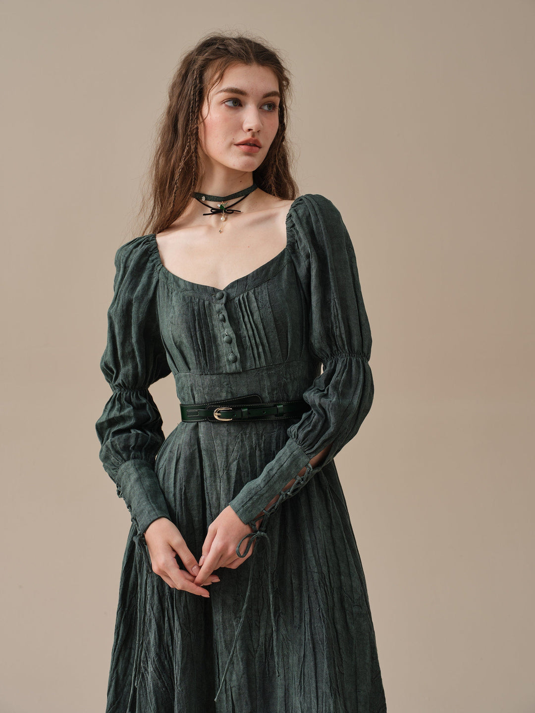 REGENCY REVERIE™ | LACE-UP LINEN DRESS