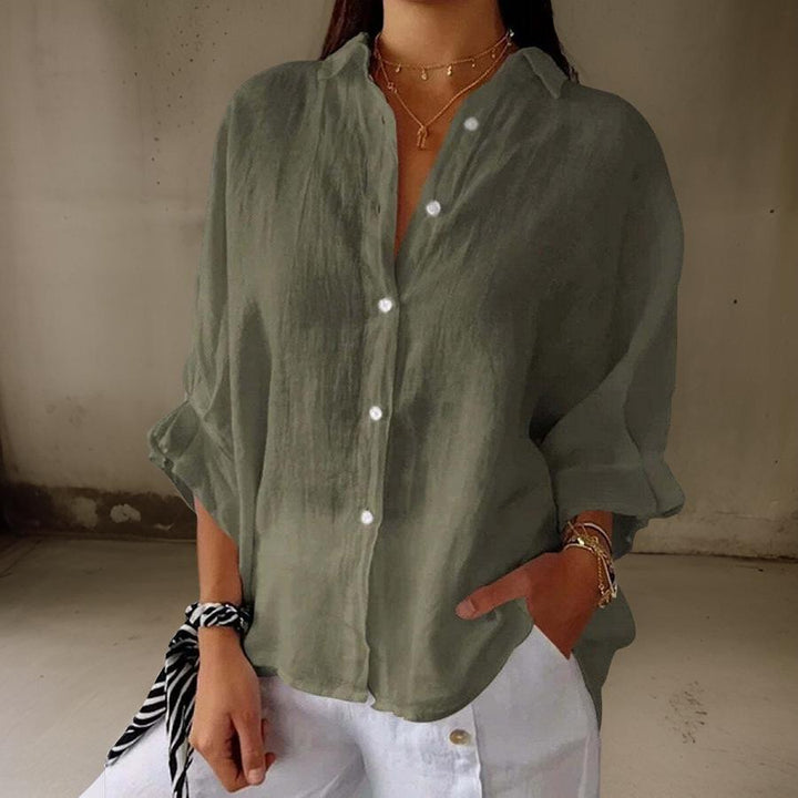 CLARA™ | CLASSIC LINEN POLO BLOUSE