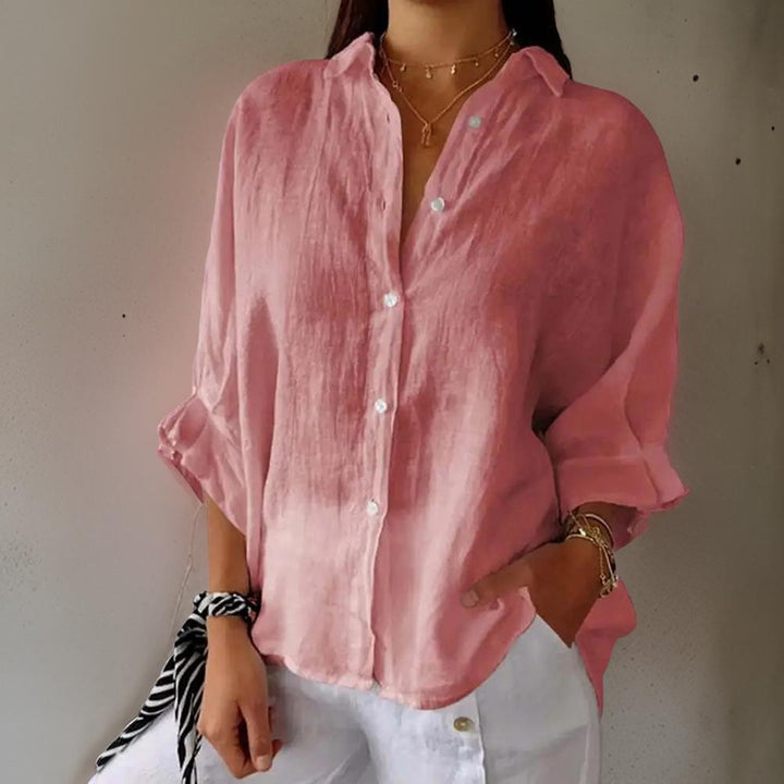 CLARA™ | CLASSIC LINEN POLO BLOUSE