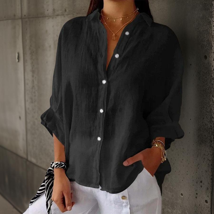 CLARA™ | CLASSIC LINEN POLO BLOUSE