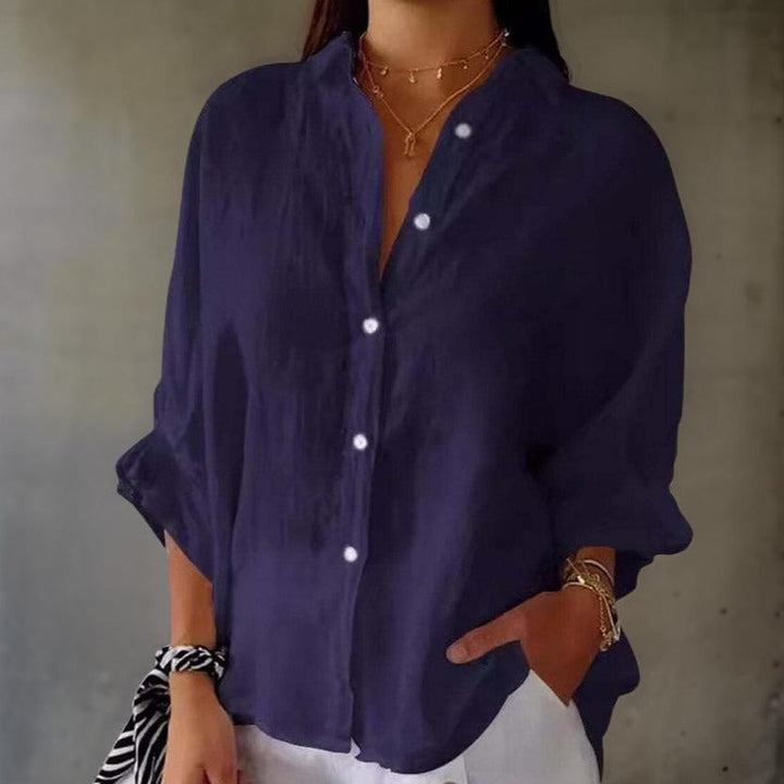 CLARA™ | CLASSIC LINEN POLO BLOUSE